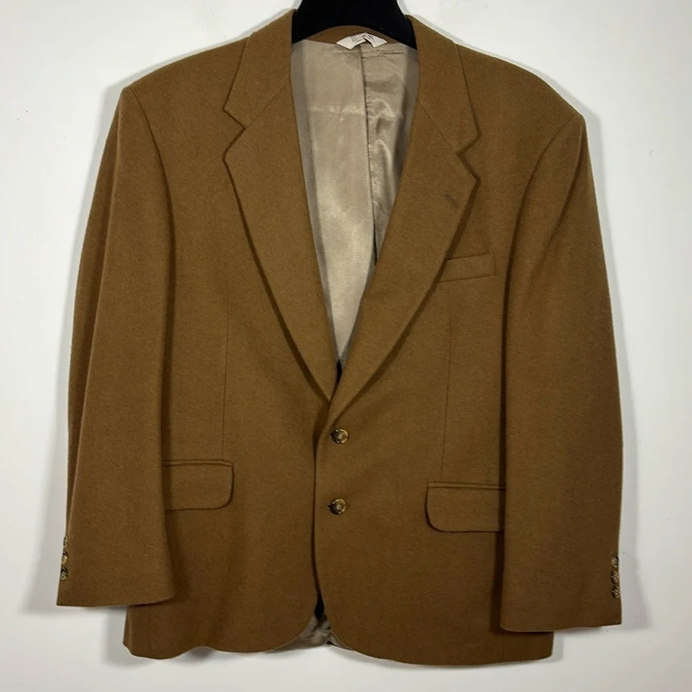 Vintage Hunt Valley Men 2 Button Blazer 100% Camel Hair Made in USA 42 Tan Brown